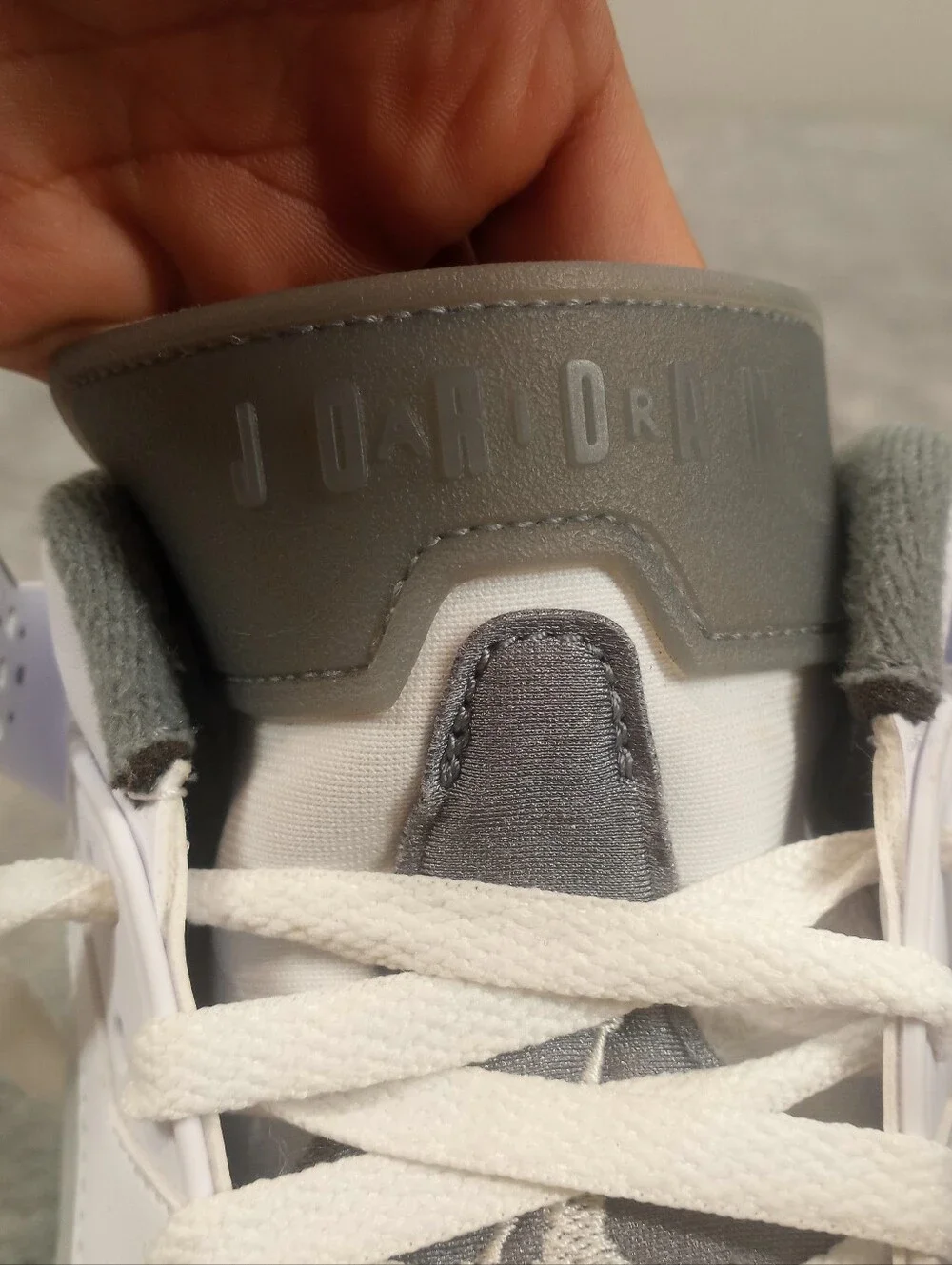 Jordan Men's White and Gray Retro Basketball Sneakers Size 8.5